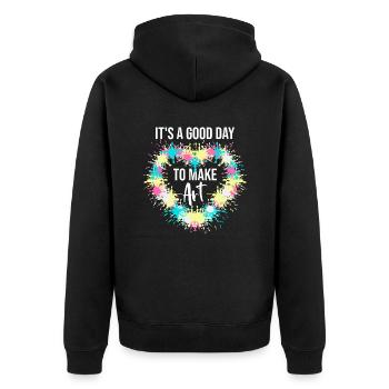 Kunstlehrer Lustiger Spruch Kunstkurs Kunstklasse - Unisex Premium Bio Zip Hoodie - Schwarz - Hinten - Nico (187cm)