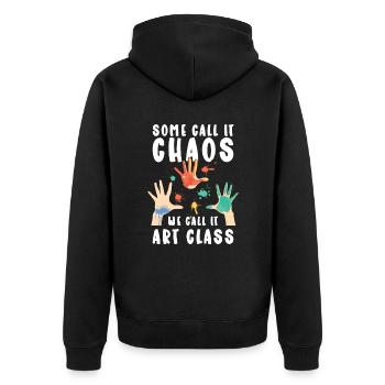 Art Teacher Funny Saying Art Course Art Class - Unisex Premium Organic Zip Hoodie - black - Back - Nico (187cm)