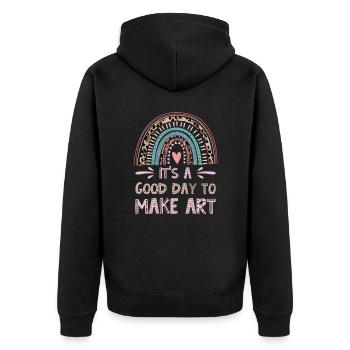 Professeur d’art Drôle de dicteur Cours d’art Cours d’art - Veste à capuche bio Premium Unisexe - noir - Dos - Nico (187cm)