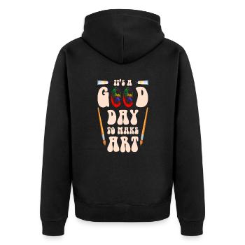 Professeur d’art Drôle de dicteur Cours d’art Cours d’art - Veste à capuche bio Premium Unisexe - noir - Dos - Nico (187cm)