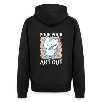 Art Teacher Funny Saying Art Course Art Class - Unisex Premium Organic Zip Hoodie - black - Back - Nico (187cm)