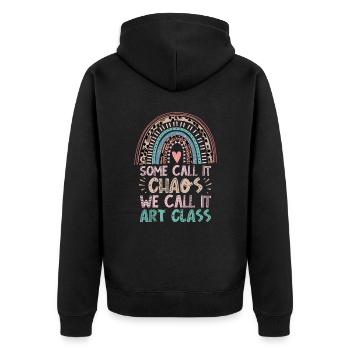 Kunstlehrer Lustiger Spruch Kunstkurs Kunstklasse - Unisex Premium Bio Zip Hoodie - Schwarz - Hinten - Nico (187cm)
