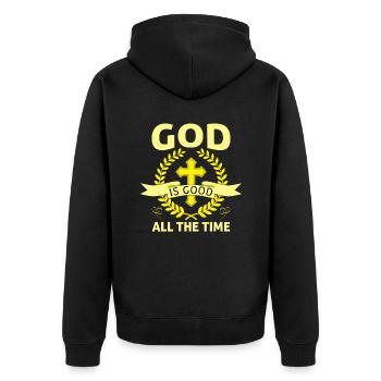Gott ist Gut Kirche Glaube Christentum Heilig - Unisex Premium Bio Zip Hoodie - Schwarz - Hinten - Nico (187cm)