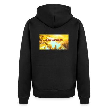 Sunseeker Outfit Urlaub Geschenkidee für Jedermann - Unisex Premium Bio Zip Hoodie - Schwarz - Hinten - Nico (187cm)