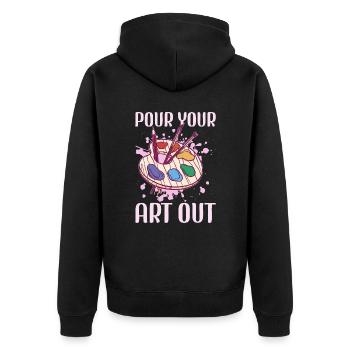 Art Teacher Funny Saying Art Course Art Class - Unisex Premium Organic Zip Hoodie - black - Back - Nico (187cm)