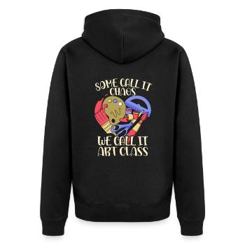 Kunstlehrer Lustiger Spruch Kunstkurs Kunstklasse - Unisex Premium Bio Zip Hoodie - Schwarz - Hinten - Nico (187cm)