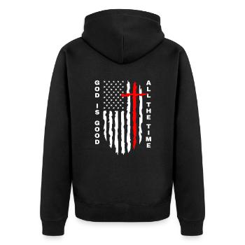 Gott ist Gut Kirche Glaube Christentum Heilig - Unisex Premium Bio Zip Hoodie - Schwarz - Hinten - Nico (187cm)