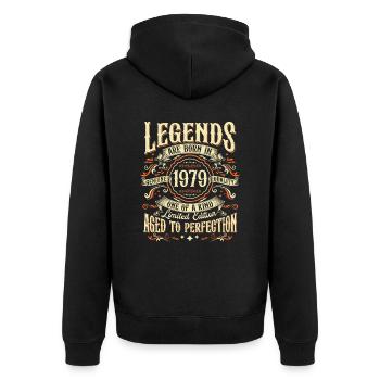 Né en 1979 Legends Vintage Anniversaire - Veste à capuche bio Premium Unisexe - noir - Dos - Nico (187cm)