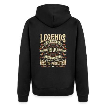Vintage Born 1999 Legends Vintage Birthday - Unisex Premium Organic Zip Hoodie - black - Back - Nico (187cm)