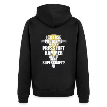 Ich Löse Probleme Mit dem Presslufthammer Straßenb - Unisex Premium Bio Zip Hoodie - Schwarz - Hinten - Nico (187cm)