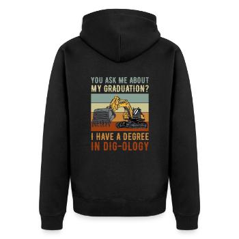 Retro Bagger Spruch Baggerfahrer Baustelle - Unisex Premium Bio Zip Hoodie - Schwarz - Hinten - Nico (187cm)