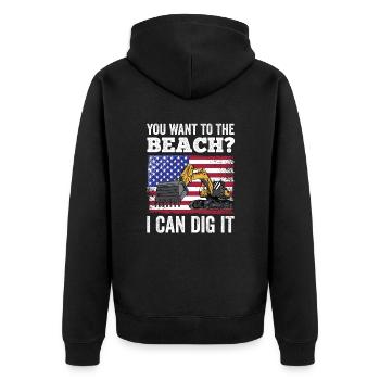Retro Excavator Slogan Excavator Driver Construction Site - Unisex Premium Organic Zip Hoodie - black - Back - Nico (187cm)