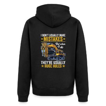 Retro Excavator Slogan Excavator Driver Construction Site - Unisex Premium Organic Zip Hoodie - black - Back - Nico (187cm)