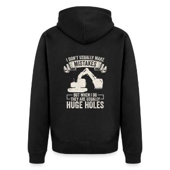 Retro Excavator Slogan Excavator Driver Construction Site - Unisex Premium Organic Zip Hoodie - black - Back - Nico (187cm)