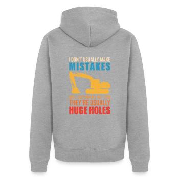 Retro Excavator Slogan Excavator Driver Construction Site - Unisex Premium Organic Zip Hoodie - heather grey - Back - Nico (187cm)