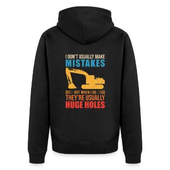 Retro Excavator Slogan Excavator Driver Construction Site - Unisex Premium Organic Zip Hoodie - black - Back - Nico (187cm)
