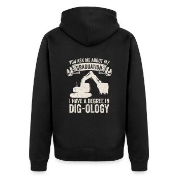Retro Excavator Slogan Excavator Driver Construction Site - Unisex Premium Organic Zip Hoodie - black - Back - Nico (187cm)