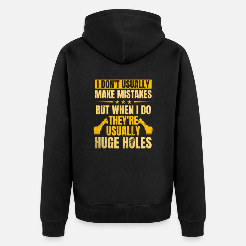 Retro Bagger Spruch Baggerfahrer Baustelle - Unisex Premium Bio Zip Hoodie - Schwarz