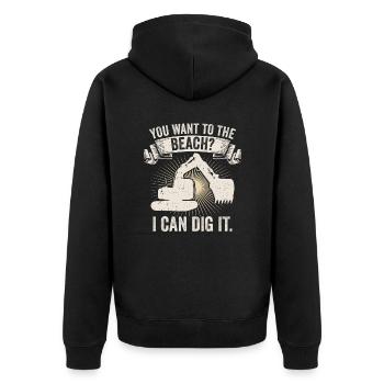 Retro Excavator Slogan Excavator Driver Construction Site - Unisex Premium Organic Zip Hoodie - black - Back - Nico (187cm)