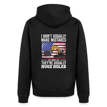 Retro Excavator Slogan Excavator Driver Construction Site - Unisex Premium Organic Zip Hoodie - black - Back - Nico (187cm)