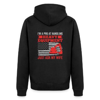 Retro Excavator Slogan Excavator Driver Construction Site - Unisex Premium Organic Zip Hoodie - black - Back - Nico (187cm)
