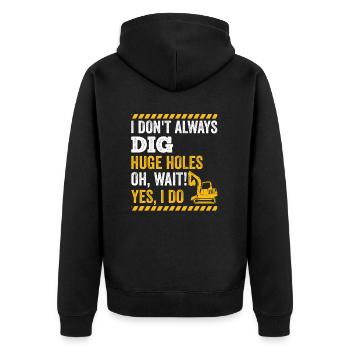 Retro Excavator Slogan Excavator Driver Construction Site - Unisex Premium Organic Zip Hoodie - black - Back - Nico (187cm)