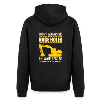 Retro Excavator Slogan Excavator Driver Construction Site - Unisex Premium Organic Zip Hoodie - black - Back - Nico (187cm)