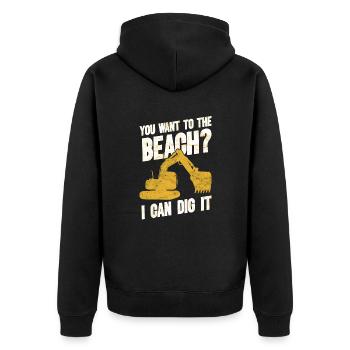 Retro Excavator Slogan Excavator Driver Construction Site - Unisex Premium Organic Zip Hoodie - black - Back - Nico (187cm)