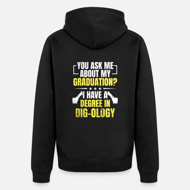 Retro Bagger Spruch Baggerfahrer Baustelle - Unisex Premium Bio Zip Hoodie - Schwarz