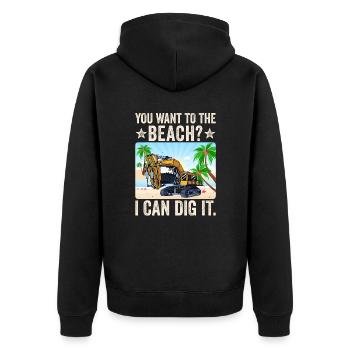 Retro Excavator Slogan Excavator Driver Construction Site - Unisex Premium Organic Zip Hoodie - black - Back - Nico (187cm)