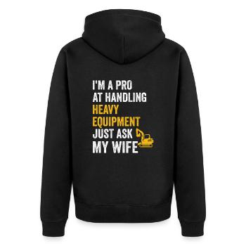 Retro Excavator Slogan Excavator Driver Construction Site - Unisex Premium Organic Zip Hoodie - black - Back - Nico (187cm)