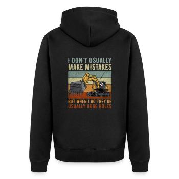 Retro Excavator Slogan Excavator Driver Construction Site - Unisex Premium Organic Zip Hoodie - black - Back - Nico (187cm)