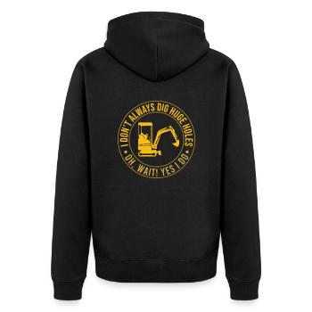 Retro Excavator Slogan Excavator Driver Construction Site - Unisex Premium Organic Zip Hoodie - black - Back - Nico (187cm)