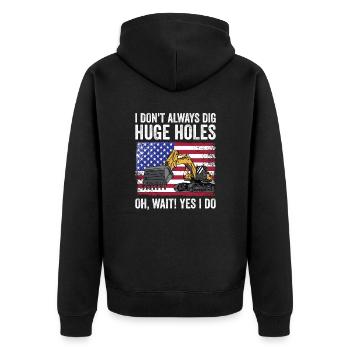 Retro Excavator Slogan Excavator Driver Construction Site - Unisex Premium Organic Zip Hoodie - black - Back - Nico (187cm)