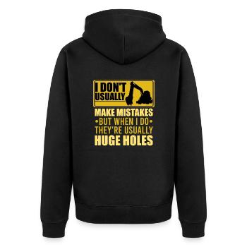 Retro Excavator Slogan Excavator Driver Construction Site - Unisex Premium Organic Zip Hoodie - black - Back - Nico (187cm)