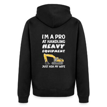 Retro Excavator Slogan Excavator Driver Construction Site - Unisex Premium Organic Zip Hoodie - black - Back - Nico (187cm)