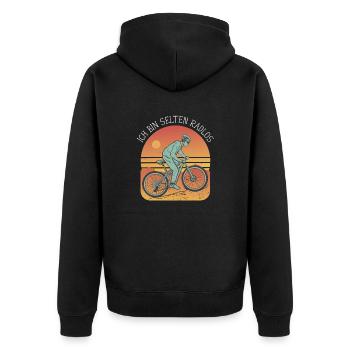 MTB Fahrer Mountainbike Ich Bin Selten Radlos - Unisex Premium Bio Zip Hoodie - Schwarz - Hinten - Nico (187cm)