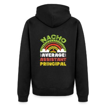 Nacho Durchschnittlicher Konrektor - Unisex Premium Bio Zip Hoodie - Schwarz - Hinten - Nico (187cm)