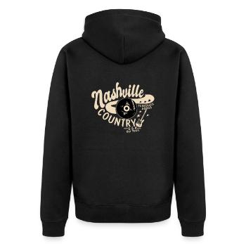 Nashville - Country - Unisex Premium Bio Zip Hoodie - Schwarz - Hinten - Nico (187cm)