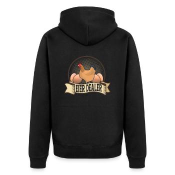 Eier Dealer Bauernhof Hennen Hühner Huhn - Unisex Premium Bio Zip Hoodie - Schwarz - Hinten - Nico (187cm)