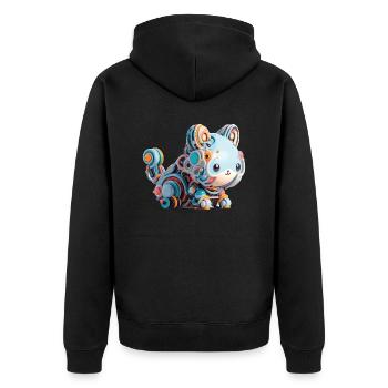 Chat Robot Abstrait Coloré - Veste à capuche bio Premium Unisexe - noir - Dos - Nico (187cm)