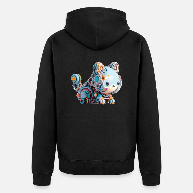 Chat Robot Abstrait Coloré - Veste à capuche bio Premium Unisexe - noir