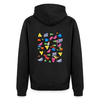 Bouldern Klettern Boulderer Boulder - Unisex Premium Bio Zip Hoodie - Schwarz - Hinten - Nico (187cm)