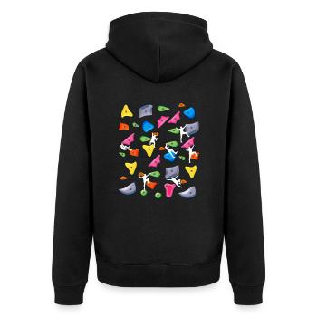 Klettern - Bouldern Boulder - Unisex Premium Bio Zip Hoodie - Schwarz - Hinten - Nico (187cm)