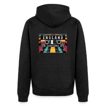 Vintage England Limited Edition - Unisex Premium Organic Zip Hoodie - black - Back - Nico (187cm)