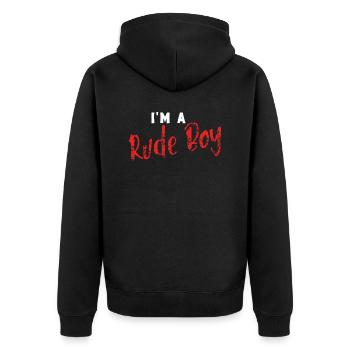 Frecher unartiger Junge lustige Geschenkidee - Unisex Premium Bio Zip Hoodie - Schwarz - Hinten - Nico (187cm)