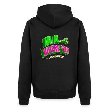Joke Fun Jokes Vegan Pro Vegan Fruit Gift - Unisex Premium Organic Zip Hoodie - black - Back - Nico (187cm)