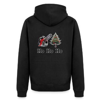 Weihnachtsbaum Kettensägentraum - Unisex Premium Bio Zip Hoodie - Schwarz - Hinten - Nico (187cm)