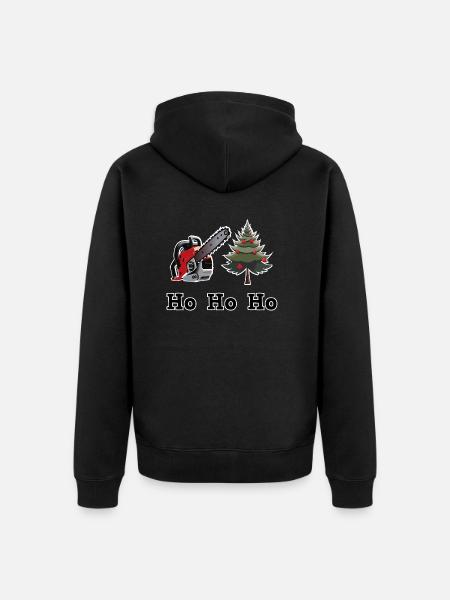 Weihnachtsbaum Kettensägentraum - Unisex Premium Bio Zip Hoodie - Schwarz