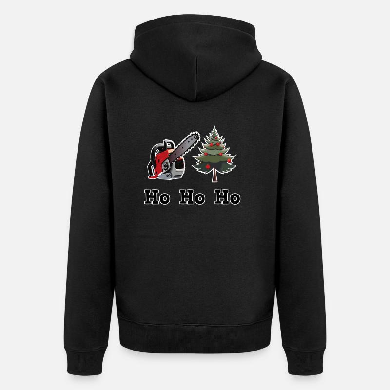 Weihnachtsbaum Kettensägentraum - Unisex Premium Bio Zip Hoodie - Schwarz